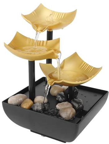 Oreilet Fontaine de Table à 3 Niveaux avec éclairage LED, Idéale pour Maison, Bureau, L'intérieur ou L'extérieur, pour Jardin, Terrasse, Cour, Décoration Feng Shui et Zen