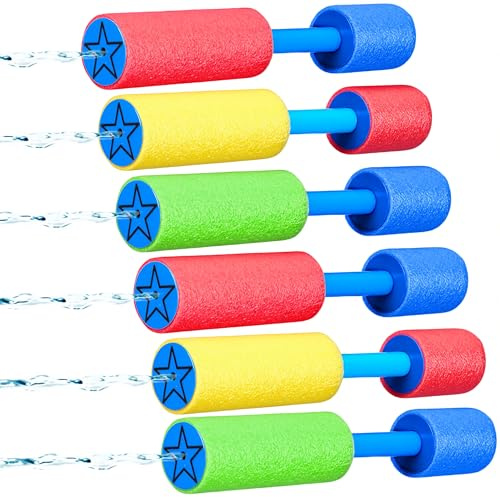 6 Stück Wasserspritzpistolen, Schwimmende Wasserpistole, Schaum Wasserspritzpistole Strandspielzeug, Bunte Spritzpistole für Kinder und Erwachsene für Pool Strand Outdoor (15.5CM)