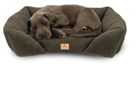 Ferplast Dog Bed Cushion for Medium-Sized Dogs, Cat Bed, Washable Synthetic Bouclé Fabric, Soft Padding, 78 x 56 x h 22 cm. Green