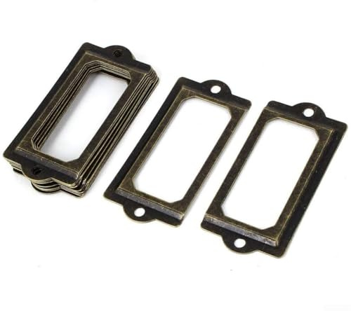 Antike Bronze-Schubladen-Etikettenhalter mit Schrauben, Vintage-Eisen-Namensschild-Etiketten für Schränke, Holz-Aufbewahrungsboxen, Schmuckkästen, Schließfächer und Weinkeller-Organisation, einfach zu
