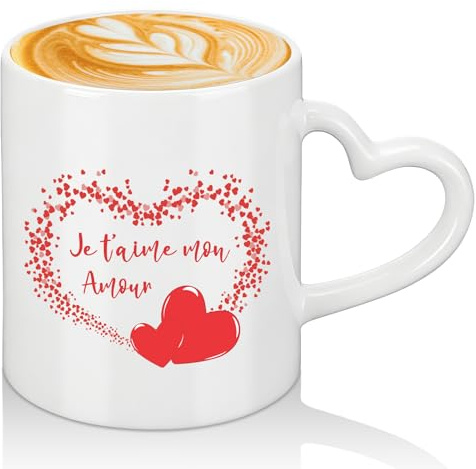 Kklolai 1 Pcs Mug Saint Valentin Tasse Saint Valentin Femme Homme 10 oz/280 ml Je t'aime mon Amour Cadeau Pour Femme Idée Anniversaire