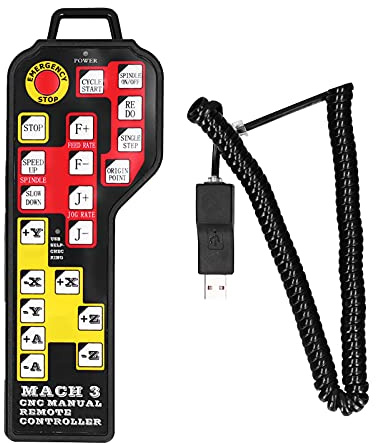 Baxnore USB-Handrad, 4 Achsen, CNC-Steuerung, elektronische Handbremse, manuelle Fernbedienung, Bedienfeld für Mach 3-System mit 21 Funktionstasten und Federdraht