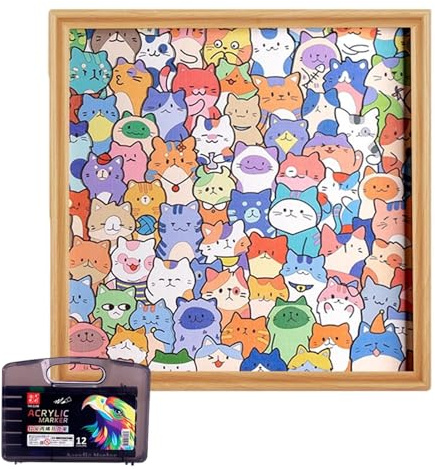 weiting Puzzle Chat,Jouets Éducatifs en Bois À Colorier - Puzzle à Peinture Manuelle - pour Garçons Filles Maison Voyage Chambre Salle De Jeux Anniversaire Fêtes Noël