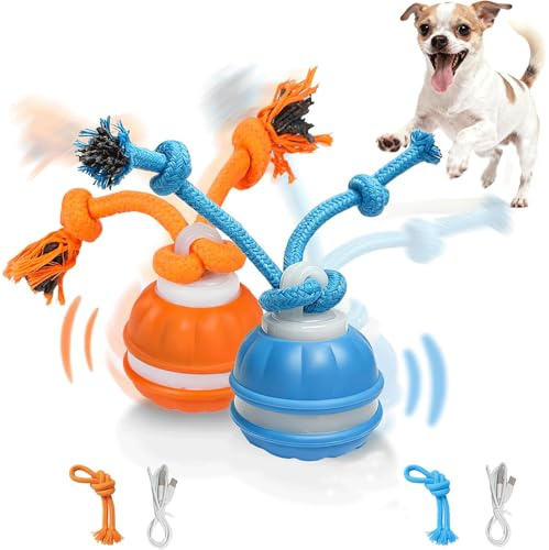 LuGirlre Interactive Dog Ball Toys, Smart Interactive Dog Toys for Boredom, Automatic Active Rolling Ball with Tail for Dogs, Motion Activated Toy Balls for Small Medium Dogs (Blue+Orange)