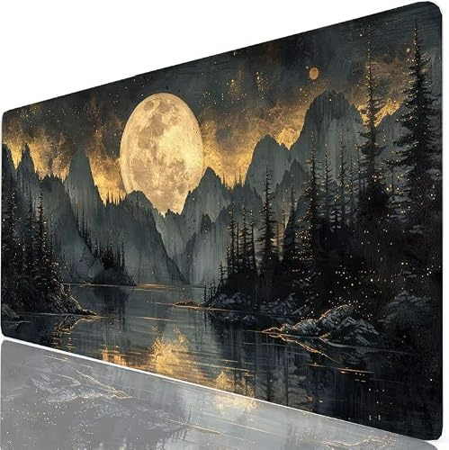 Schwarz XXL Gaming Mauspad 1000 x 500 mm Schreibtischunterlage Groß Berg Mousepad, Rutschfestes Design Verbessert Kontrolle, Schreibunterlage für Homeoffice Ausstattung, Tastatur & Zubehör H0-1032