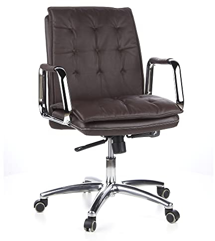 hjh OFFICE 600934 Chefsessel Villa 10 Leder Braun hochwertiger Bürostuhl, mittelhohe Rückenlehne, höhenverstellbar