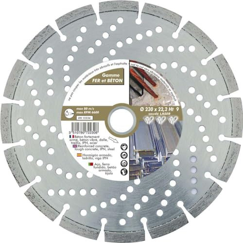 Leman 55230 Disque diamant à segments pour béton acier 230 x 22,23 mm Hauteur 7 mm