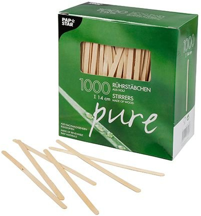 PAPSTAR 3.000 Rührstäbchen, Holz Pure 14 cm x 5 mm