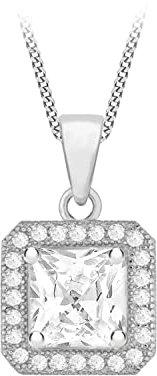 Tuscany Silver Damen Sterling Silber rhodiniert 6mm quadratisch Kubik Zirkonia 10mm x 17mm Panzerkette mit Anhänger 46cm/18zoll 8.45.6584