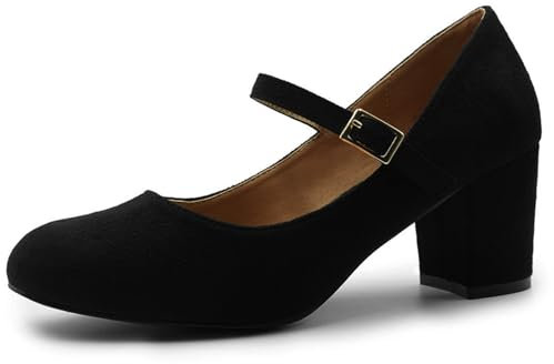 Womens Ladies MID Block Heel Mary Jane Office Work Formal Strap Dolly Shoes Size
