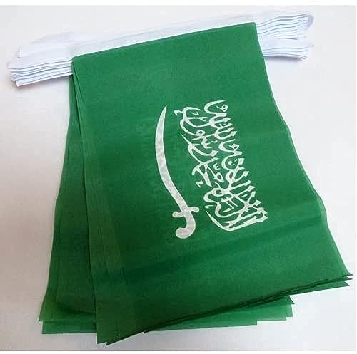 AZ FLAG - Fahnenkette Saudi-Arabien 6 Meter Mit 20 Flaggen - 21x14 cm - Saudi-Arabische Girlande Flaggenkette 14 x 21 Cm