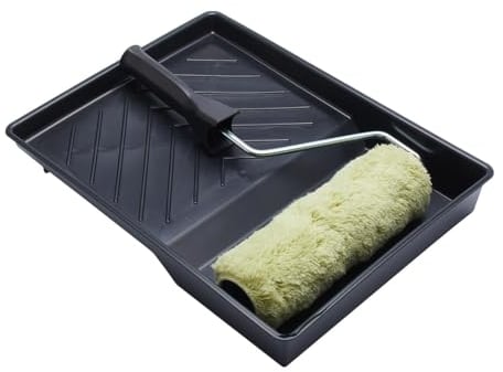 ProDec 9 inch x 1.75 3 piece Heavy Duty Woven Paint Roller, Cage Frame and Tray Set for Painting with Emulsion and Masonry Paints on Interior and Exterior Walls and Ceilings, 9