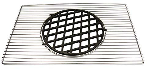 AKTIONA Edelstahl Grillrost 50 x 35/54 x 34/60 x 40/60 x 44,5/67 x 40 | / 58 x 38 + Ø 29 cm Gusseisen Grillrost passend für viele Weber Buschbeck Landmann / (50x35) / deutscher Fachhändler