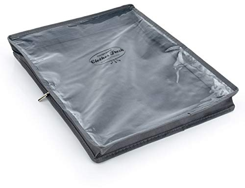 HANGERWORLD Pack of 5 Grey Breathable Cashmere Jumper Clothing Storage Pouch Bag with Clear Front