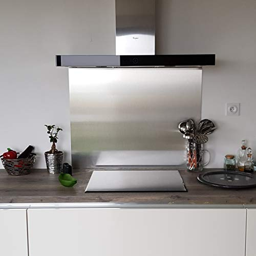 AluCouleur Crédence Composite Aspect INOX Brossé - 11 Tailles - Hauteur 30 cm x (Largeur 90 cm)