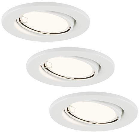 Briloner Leuchten LED Einbauleuchten 3er Set, Einbaulampen schwenkbar, 3 x LED/GU10 3W 200lm, Lichtfarbe: warm weiß, Einbautiefe: 60 mm, Einbaumaß 68mm, Metall, 3 W, Ø86 mm