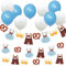 Oblique Unique® Oktoberfest Deko Set - Girlande mit Dirndl Lederhose Bier Brezel + 10x Luftballons in Blau Weiß + 12x XXL Konfetti