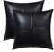 Brawarm 2 Stück schwarze Leder-Kissenbezüge 50,8 x 50,8 cm, schwarze Handnähte, Kunstleder, dekorative Kissenbezüge für Wohnzimmer, Heimdekoration, Garten, Couch, Bett, Sofa