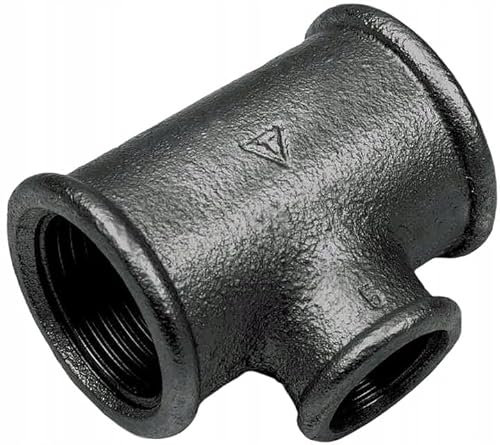KNM TRADE - Temperguss Schwarz Gewindefittings T-Stück reduziert 90° IG-IG-IG, 3/4 x 1/2 x 3/4