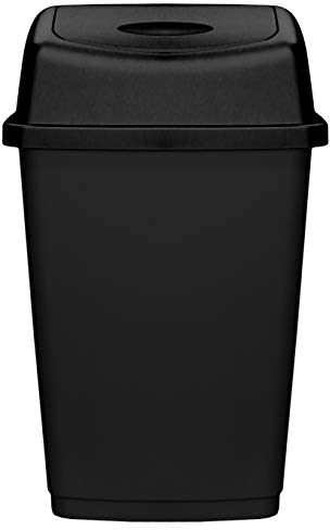 Muddy Hands 50 Litre Large Plastic Swing Bin Flip Top Home Kitchen Rubbish Waste Dustbin (Black)