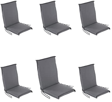 Edenjardi Pack 6 Cojines para sillón de jardín reclinable estándar Olefin Color Gris, Medidas 92x42x4 cm, No Pierde Color, Desenfundable, Funda de cojín con Relleno para sillas de terraza