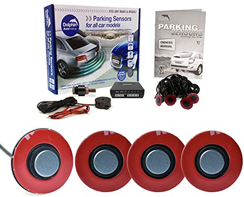 Dolphin Automotive DFM400 Reverse Parking Sensors Flush Mount OEM Style 4 Ultrasonic Radar Sensor Kit Audio Alert System - Grey