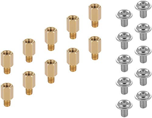 Poppstar Juego de Tornillos de Ordenador (para M.2 SSD/NVMe montaje para placa base de MSI y Gigabyte), 10 PC tornillos SSD M2, 10 Standoffs