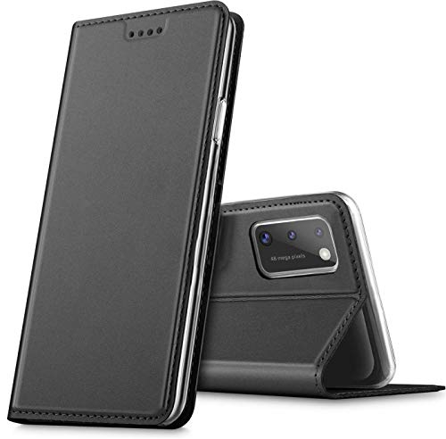 Verco Handyhülle für Samsung Galaxy A41, Premium Handy Flip Cover für Samsung A41 Hülle [integr. Magnet] Book Case PU Leder Tasche, Schwarz