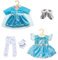 Heless 52727 - Set Eisprinzessin, 5 teilig, zauberhaftes Puppenkleid, Mantel mit Umhang, Strumpfhose und Söckchen mit Eiskristallen in weiß, Stiefelchen in silber, Größe 35 - 45 cm