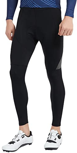 Santic Pantalon Cycliste Homme Hiver Rembourré Long avec Coussin Velo Gris L
