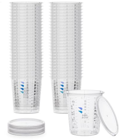 BenBow Tasse à mesurer professionnelle 50x 680ml avec 6x couvercle - graduations multiples - Gobelets gradués Gobelets de mélange pour peinture Gobelets de mesure pour peinture Gobelets de mélange