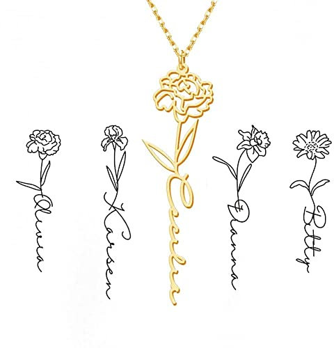 LisaKette Collier Prenom Personnalisé, Collier en Or/Rose/Argent, Cadeau pour Femme, Ami (e), Messieurs, Petite Amie, Mère, Soeur