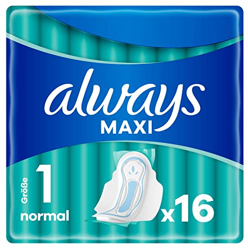 Always Maxi Binden Damen Gr. 1, Normal (16 Damenbinden mit Flügeln) weich und super saugfähig, geruchsneutralisierend und Auslaufschutz