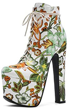 PehuqfY Donna Cerniera Stivali Corti Tacco Alto 17CM/6.69 Pollici Moda Sexy Stretch Pole Dance Nightclub Stivali, Giallo,36