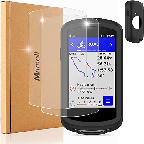 Miimall [1+2 Stück Kompatibel mit Garmin Edge 1040 Hülle+Displayschutz Glas, Garmin Edge 1040 Schutzfolie Kratzfest Weiches Silikon Stoßfeste Schutzhülle für Garmin Edge 1040/1040 Solar