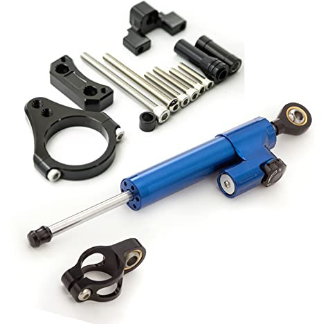 Fit For Kugoo G-booster Scooter Steering Damper CNC Motorcycle Stabilizer Steering Damper 50mm Clamp Mounting Bracket Support Kit Blue