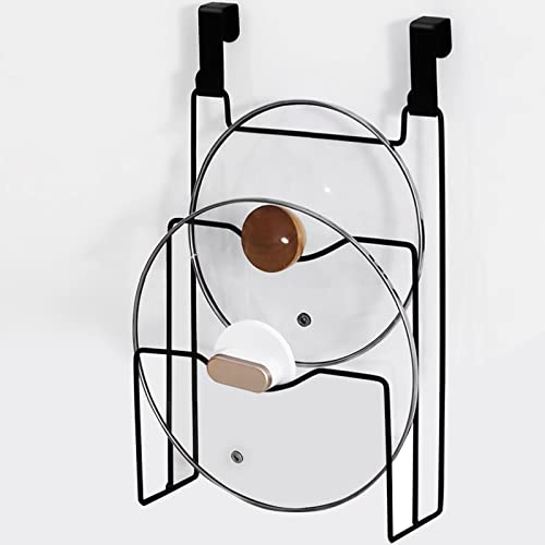 WUERKIYA Porte-casseroles Vertical Porte-Couvercle de Casserole Mural Range Couvercle Porte-couvercles de Rangement Placard Cuisine sans Poinçonner Pan Et Couvercle de Casserole Accessoires - Noir
