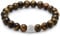 day.berlin Premium Tigerauge Perlenarmband, Damen Naturstein Armband mit echten 8mm Edelsteinen, flexibles Zugband 18cm lang, handgeknüpft mit Pave Zirkonia Perle, versilbert