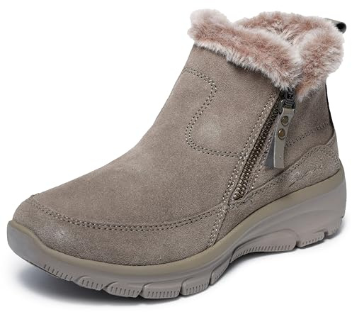 Skechers Women's Relaxed Fit Easy Going Cool Zip Boot, Taupe, 6.5 UK