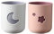 Rabyleo Cartoon Sterne und Mond Zweifarbiger Badezimmer-Zahnbürstenbecher Lucky Pair Cup. (Rosa & Weiß)