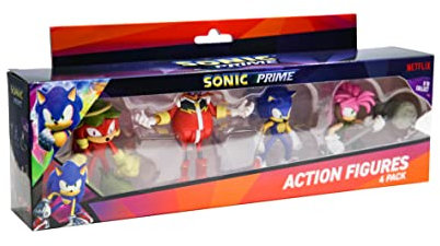 BANDAI Sonic Prime Action Figures 4 Pack Set 2 | 4 7.5cm Sonic The Hedgehog Articulated Figures Based On The Sonic Prime Netflix TV Show | Sonic Toys Make Great Gaming Merchandise For Adults And Kids