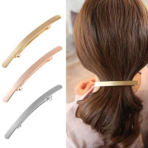 Cubahop Vintage Kleine Schlanke StripHaarnadel Metall Snap Barretten Glatte Haar Barretten Haarspange Haarzubehör Haarspange für Frauen und Mädchen (Gold)