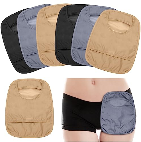 6 Stück Stomabeutel Abdeckungen Wasserdicht Stoma Dusche Abdeckung Dehnbar Leicht Kolostomie Taschen mit Öffnung für Ileostomie Pflege, Schwarz, Grau, Nackt, approx. 9.06 x 7.09 inches