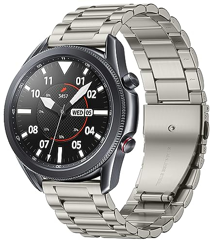 Netolo 22mm Armband Kompatibel mit Samsung Galaxy Watch 3 Armband 45mm/Galaxy Watch 46mm/Huawei Watch GT2 46mm, Metall Edelstahl Ersatz Herren Damen Armband für Samsung Gear S3 Frontier, Titan