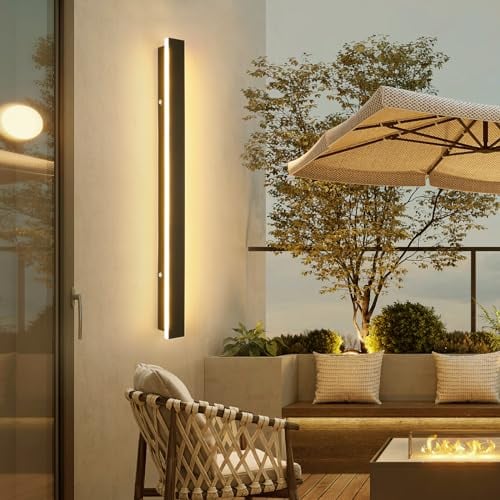 Mikeru 180CM Dimmbare Wandlampen, 60W Verandalampe mit Speicherfunktion Warmes 3000k/Neutrales 4500k/Kühl 6000k Moderne LED-Streifenwandleuchte Rechteckige Wandleuchte 6000 Lumens für Garten