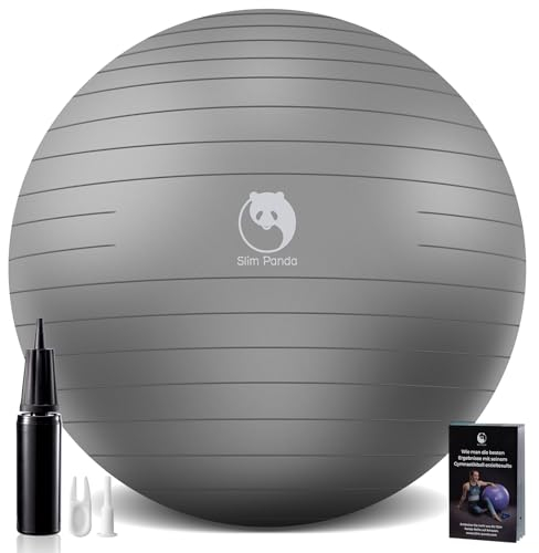 Slim Panda Gymnastikball, 55-85CM Explosionsgeschützt Pezziball Sitzball mit Pumpe, Trainingsball Fitnessball für Senioren Therapie,Schwangerschaft, Fitness, Balance Training