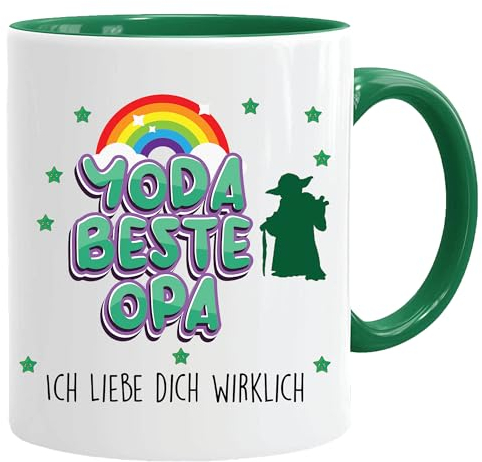 Acen Merchandise | Yoda Beste Opa Tasse | Lustiger Kaffeebecher mit Spruch Baby Yoda Motiv | Witzige Bürotasse Steingut für Großvater Sohn | Geschenkidee für Opa Geburtstag Vatertag