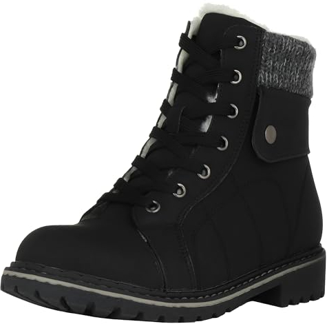 Queentina Damen Stiefelette Blockabsatz Reißverschluss DB-1-KB Black-37