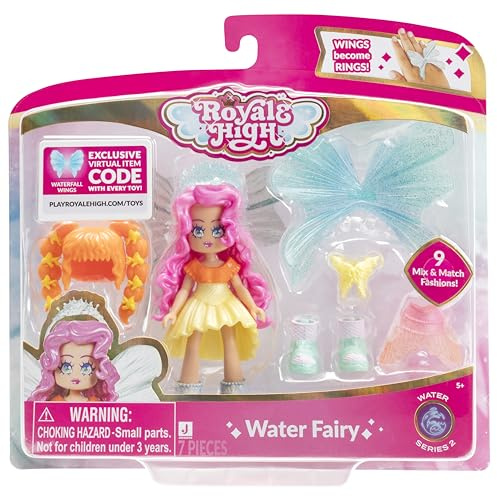 Royale High 7,6 cm große Wasserfee-Modepuppe – 1 Figur mit 9 Modeaccessoires – Virtueller Artikelcode enthalten – Serie 2 – ab 5 Jahren