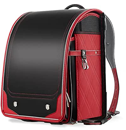 Schultasche, Ransel Randoseru Rucksack mit großem Fassungsvermögen, japanischer Stil, Schüler-Büchertasche, reduziert die Belastung, Schultasche für Jungen und Mädchen, Rot